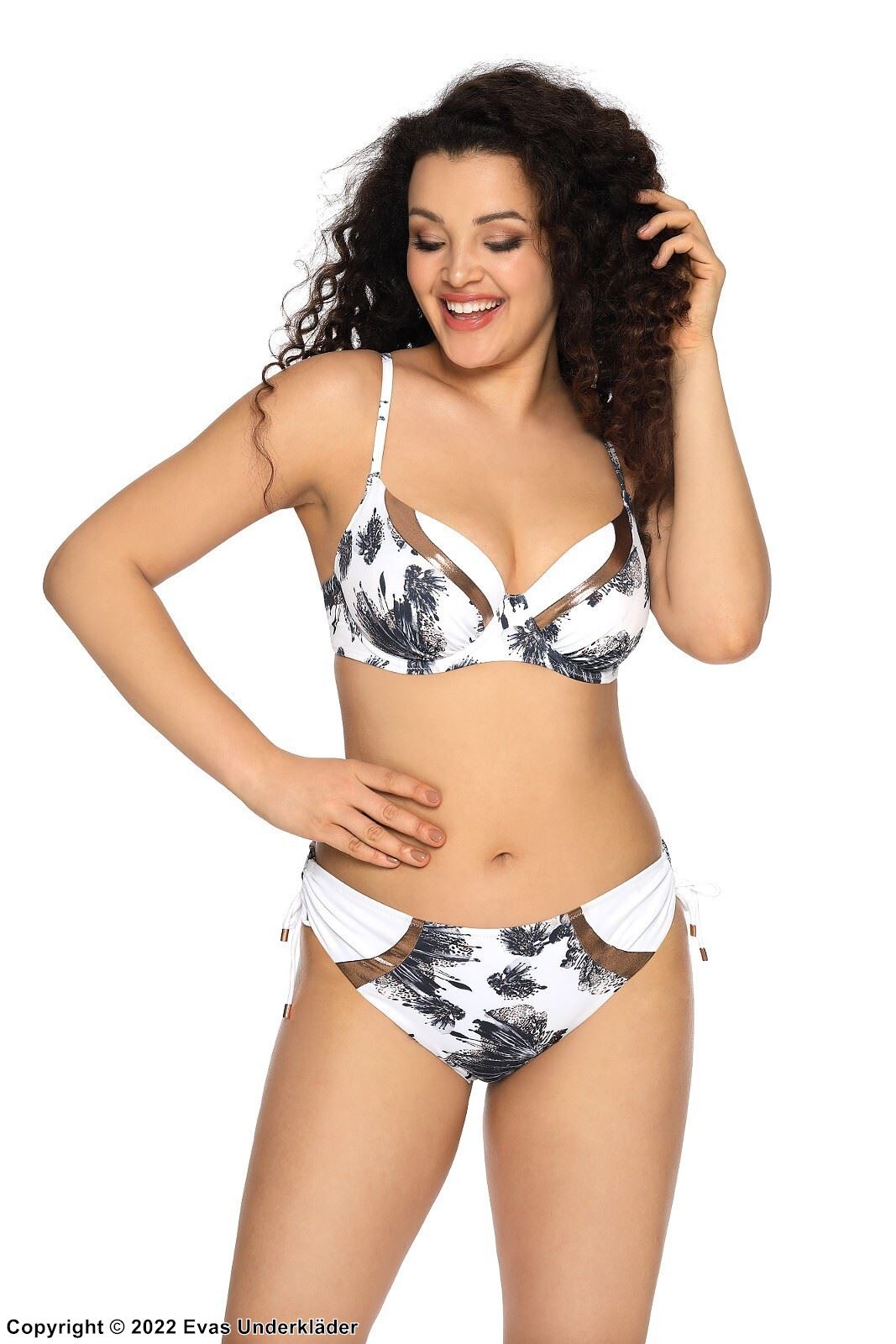 Bikini-Oberteil mit echten BH-Cups, Mikrofaser, detailliertes Muster, B bis L-Cup